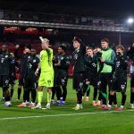 A ferencvárosi játékosok a Nottingham Forest elleni Európa Liga-mérkőzés után.