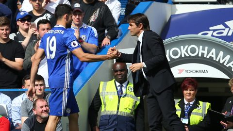 Antonio Conte és Diego Costa a Chelsea-ben.