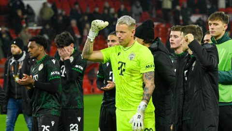 Nottingham, 2026. január 29. A Ferencváros játékosai a labdarúgó Európa-liga alapszakaszának 8. fordulójában játszott Notthingam Forest – Ferencváros mérkőzés után az angliai Nottinghamben 2026. január 29-én. Notthingam Forest-Ferencváros 4-0. MTI/Koszticsák Szilárd