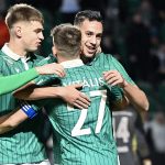 Győri játékosok gólöröme.