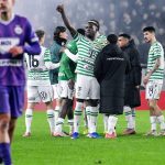 Budapest, 2026. február 7. A Ferencváros játékosai a Fizz Liga 21. fordulójában játszott Ferencvárosi TC–Újpest FC-mérkőzés végén a Groupama Arénában 2026. február 7-én. A Ferencváros nyert 3-0-ra. MTI/Purger Tamás