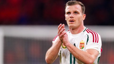 Gera Dániel a holland-magyar Nemzetek Ligája-mérkőzésen.