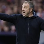 Hansi Flick, a Barcelona német vezetőedzője az Atlético Madrid elleni kupaelődöntőn.