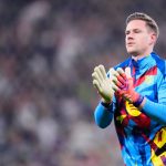 Marc-Andre ter Stegen goalkeeper of Barcelona and Germany during the warm-up before the Spanish Super Cup final match between FC Barcelona and Real Madrid at King Abdullah Sports City Hall Stadium on January 11, 2026 in Jeddah, Saudi Arabia. (Photo by Jose Breton/Pics Action/NurPhoto)
