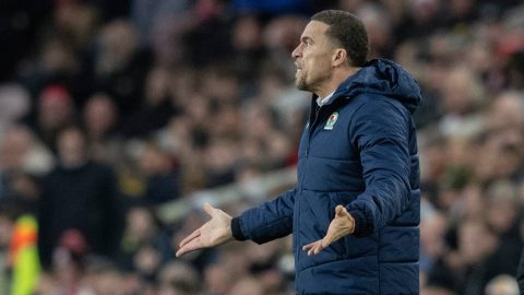 Valerien Ismael, Blackburn Rovers Manager, pleads against the referee's decision during the Sky Bet Championship match between Middlesbrough and Blackburn Rovers at the Riverside Stadium in Middlesbrough, England, on December 26, 2025. (Photo by Trevor Wilkinson/MI News/NurPhoto)