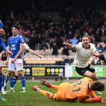 BURSLEM, ENGLAND - MARCH 08: Ben Waine of Port Vale celebrates scoring his team's first goal during the Emirates FA Cup Fifth Round match between Port Vale and Sunderland on March 08, 2026 in Burslem, England. (Photo by Gareth Copley/Getty Images)