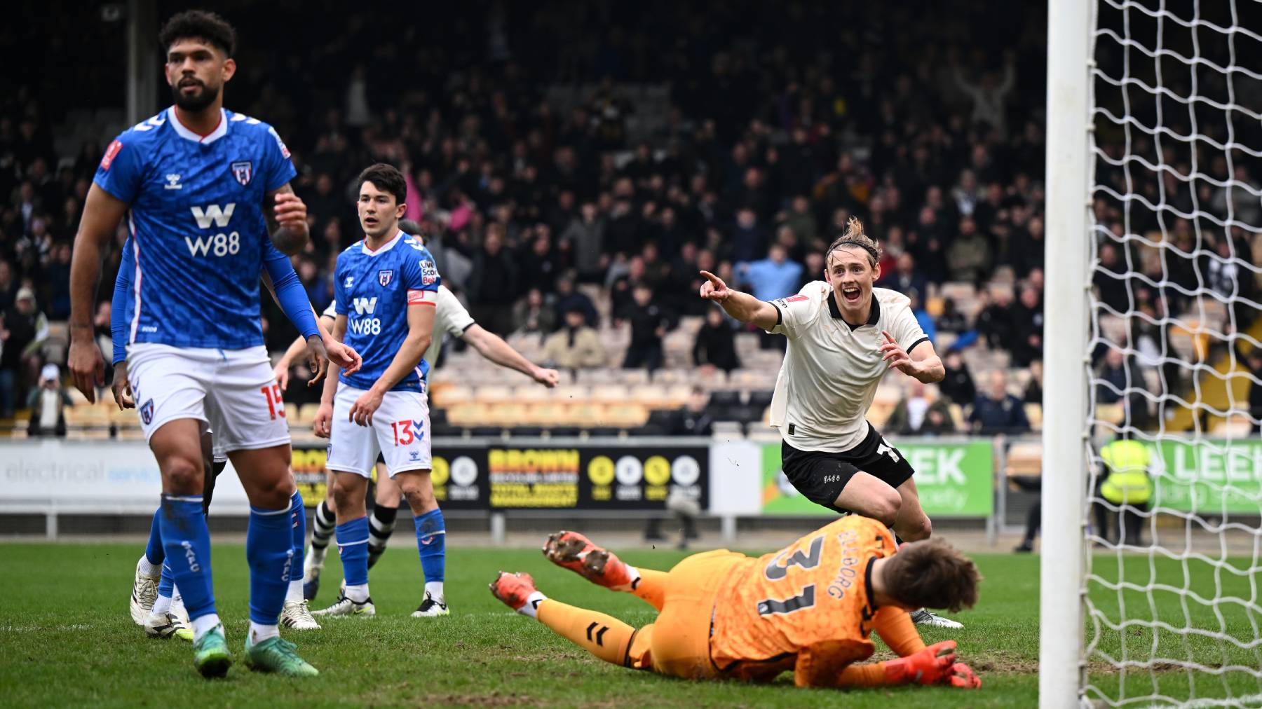 BURSLEM, ENGLAND - MARCH 08: Ben Waine of Port Vale celebrates scoring his team's first goal during the Emirates FA Cup Fifth Round match between Port Vale and Sunderland on March 08, 2026 in Burslem, England. (Photo by Gareth Copley/Getty Images)