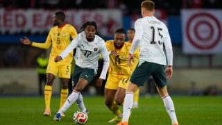 VIENNA, VIENNA - MARCH 27: Carney Chukwuemeka of Austria in a duel with Antoine Semenyo of Ghana during the international friendly match between Austria and Ghana at Ernst Happel Stadion on March 27, 2026 in Vienna, Austria.260327_SEPA_19_063 - 20260327_PD12521