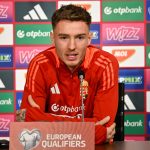 Bolla Bendegúz a válogatott sajtótájékoztatóján.