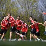 A magyar labdarúgó-válogatott edzése az MLSZ Telki Edzõközpontjában.