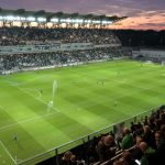 A Győri ETO stadionja a fűcsere után a labdarúgó Fizz Liga 8. fordulójában játszott ETO FC - Ferencvárosi TC mérkőzés kezdete előtt 2025. szeptember 28-án.