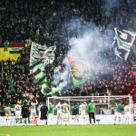 A Ferencváros játékosai ünnepli a Braga legyőzését az Európa Ligában.