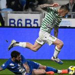 Budapest, 2026. február 23. Ilia Beriashvili, az MTK (b) és Franko Kovacevic, a Ferencváros játékosa a labdarúgó Fizz Liga 23. fordulójában játszott MTK Budapest - Ferencvárosi TC mérkőzésen az Új Hidegkuti Nándor Stadionban 2026. február 23-án. MTI/Bodnár Boglárka