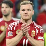 Gera Dániel a labdarúgó Nemzetek Ligája A divíziójának 3. csoportjában játszott Magyarország - Hollandia mérkőzésen a Puskás Arénában 2024. október 11-én.