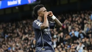 Vinícius Júnior gülöröme a Manchester City ellen.