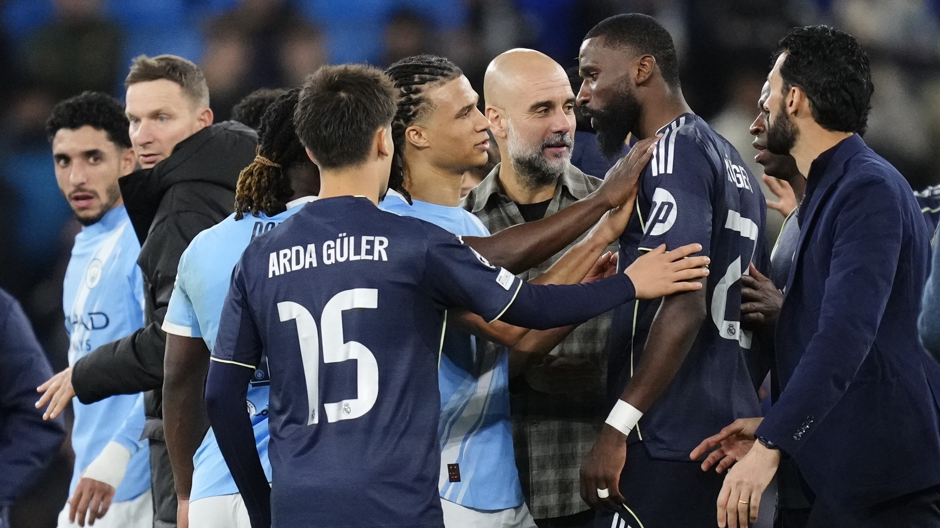 Antonio Rüdiger és Pep Guardiola összeszólalkozott.