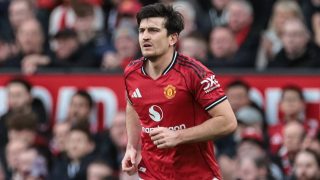 Harry Maguire of Manchester United plays during the Premier League match between Manchester United and Crystal Palace at Old Trafford in Manchester, United Kingdom, on March 1, 2026. (Photo by Mark Cosgrove/News Images/NurPhoto)