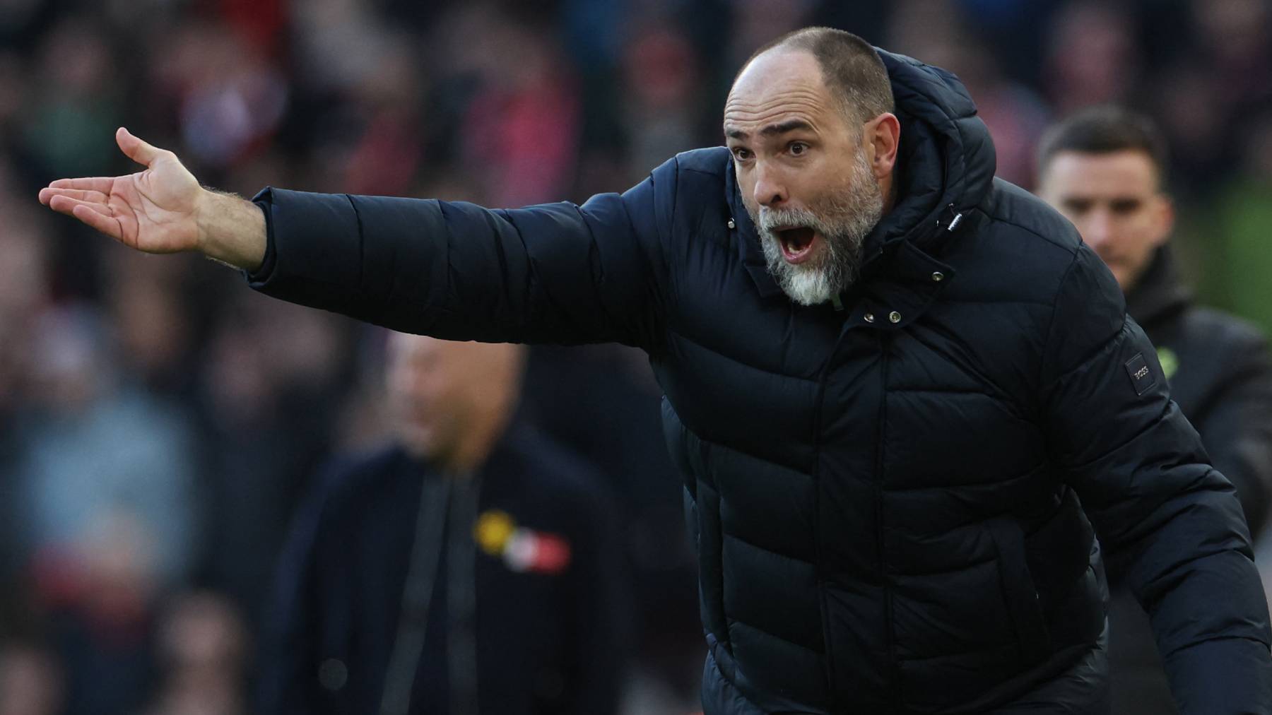 Tottenham Hotspur's Croatian head coach Igor Tudor reacts during the English Premier League football match between Liverpool and Tottenham Hotspur at Anfield in Liverpool, north west England on March 15, 2026.