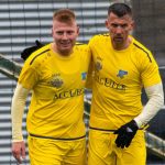 Kalmár Zsolt (balra) és Priskin Tamás (jobbra) a Gyirmót játékosaként.