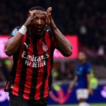 MILAN, ITALY - MARCH 8: Pervis Estupinan of AC Milan celebrates after scoring his team first goal during the Italian Serie A football match AC Milan vs Inter Milan at San Siro Stadium in Milan, Italy on March 8, 2026 Piero Cruciatti / Anadolu