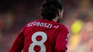 Liverpool's Dominik Szoboszlai is seen during the Premier League match between Liverpool and West Ham United at Anfield in Liverpool, England, on February 28, 2026. (Photo by Steven Halliwell/MI News/NurPhoto)