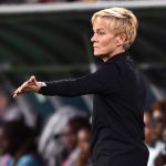 BRISBANE, AUSTRALIA - JULY 31: Vera Pauw, Head Coach of Republic of Ireland, gives the team instructions during the FIFA Women's World Cup Australia & New Zealand 2023 Group B match between Ireland and Nigeria at Brisbane Stadium on July 31, 2023 in Brisbane, Australia. (Photo by Bradley Kanaris/Getty Images)
