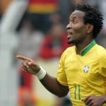 Brazilian midfielder Ze Roberto celebrates scoring his team's third goal during the round of 16 World Cup football match between Brazil and Ghana at Dortmund's World Cup Stadium, 27 June 2006. Brazil won the match 3-0 and will play either France or Spain in the next round. AFP PHOTO / ROBERTO SCHMIDT